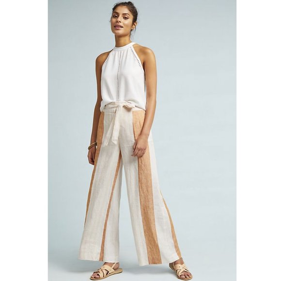 Anthropologie Pants - Anthropologie Ett:twa Stripe Linen Wide Leg Pant 0